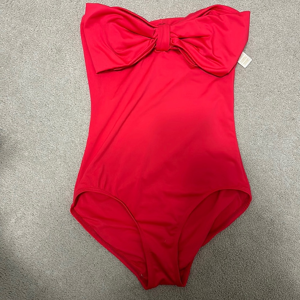 Kate Spade NWT Bow Coral one piece swimsuit Medium